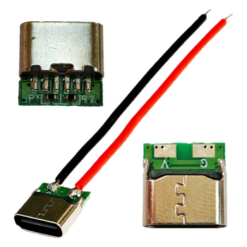 Conector feminin Type-C pentru lipire, 2 pini, rezistențe duale de 5,1 kΩ, încărcare USB, rezistent la temperaturi înalte
