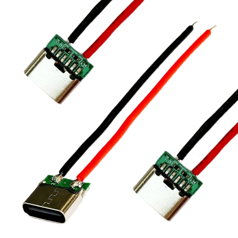 Conector feminin Type-C pentru lipire, 2 pini, rezistențe duale de 5,1 kΩ, încărcare USB, rezistent la temperaturi înalte