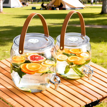 Dispenser plastic transparent pentru băuturi cu robinet, capacitate mare, pentru ceai de fructe și apă rece
