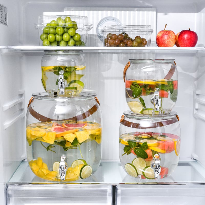 Dispenser plastic transparent pentru băuturi cu robinet, capacitate mare, pentru ceai de fructe și apă rece