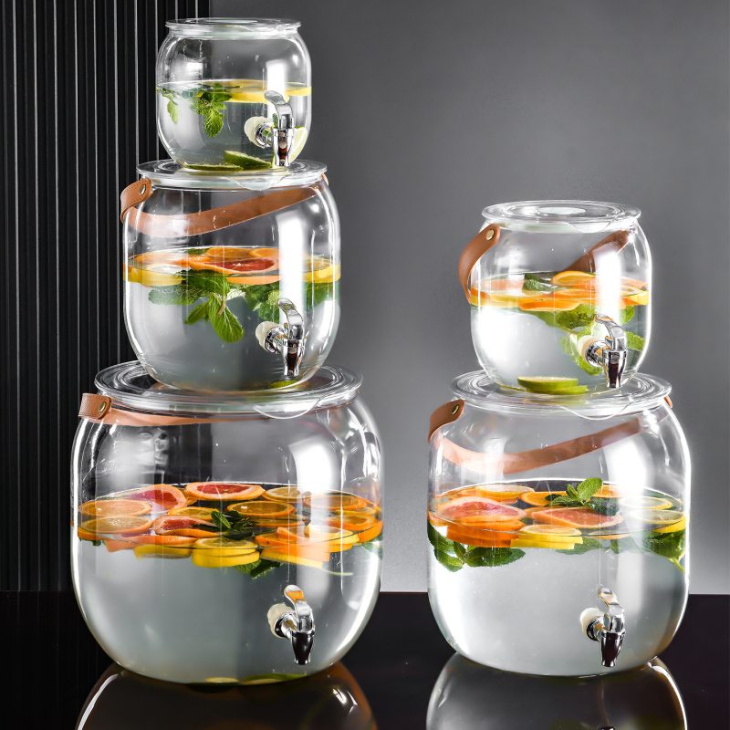Dispenser plastic transparent pentru băuturi cu robinet, capacitate mare, pentru ceai de fructe și apă rece