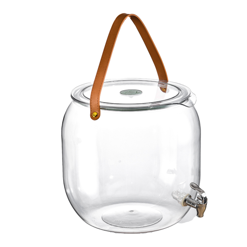 Dispenser plastic transparent pentru băuturi cu robinet, capacitate mare, pentru ceai de fructe și apă rece