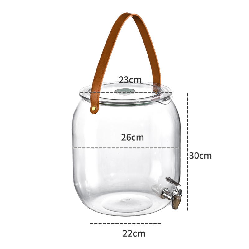 Dispenser plastic transparent pentru băuturi cu robinet, capacitate mare, pentru ceai de fructe și apă rece