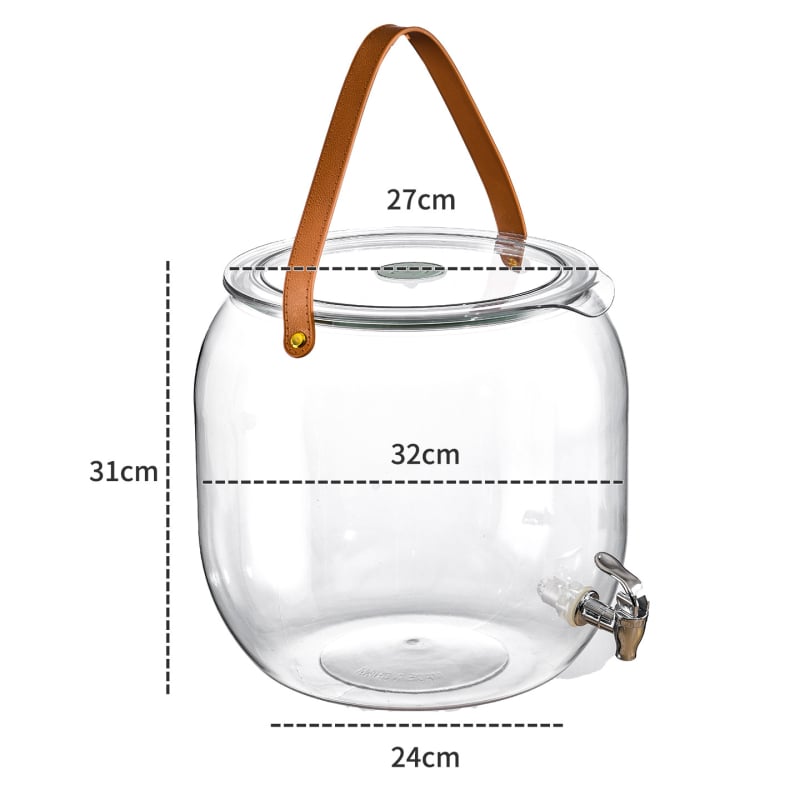 Dispenser plastic transparent pentru băuturi cu robinet, capacitate mare, pentru ceai de fructe și apă rece