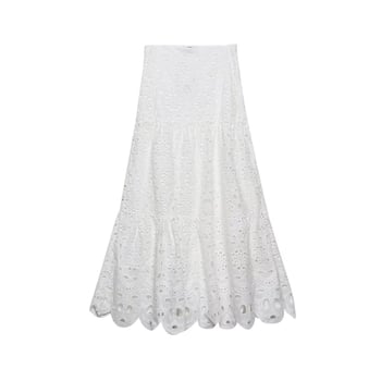 TAOP&ZA fustă midi pentru femei, talie înaltă, broderie decupată, cod 2731051, vară 2026