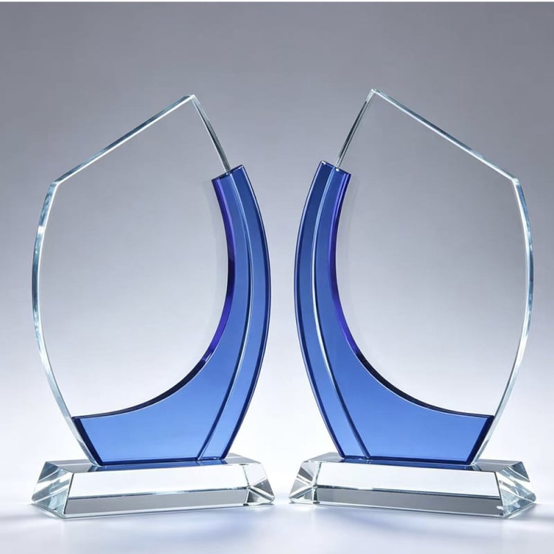 Staklena kristalna nagrada i medalja, prazna kristalna nagrada, prilagodljiv logo, geometrijski oblici