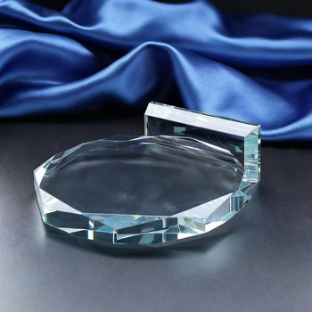Trofeu din cristal octagonal alb, piesă negravată pentru gravură