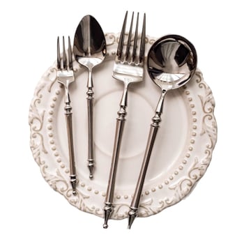 Set tacâmuri din oțel inoxidabil 304, stil european, cuțit, furculă și lingură, pentru bucătărie occidentală, aspect retro restaurant