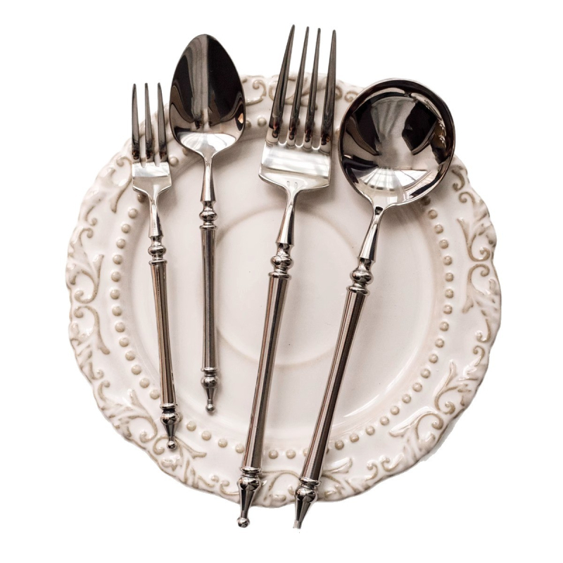 Set tacâmuri din oțel inoxidabil 304, stil european, cuțit, furculă și lingură, pentru bucătărie occidentală, aspect retro restaurant