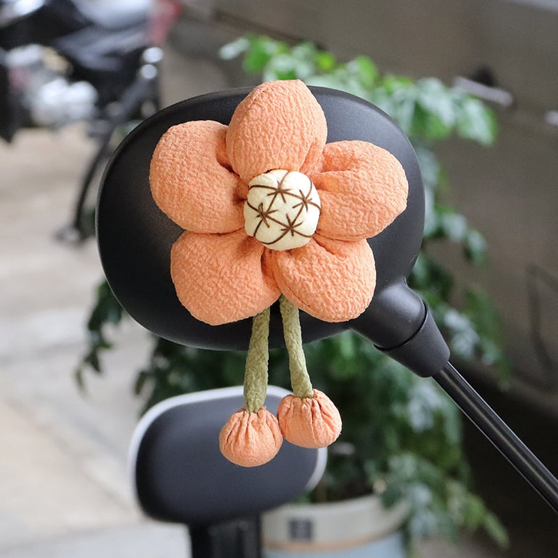 Ornament decorativ din stofă, cu floare, pentru cască și oglinzi