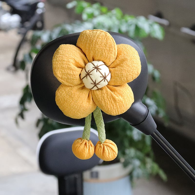 Ornament decorativ din stofă, cu floare, pentru cască și oglinzi