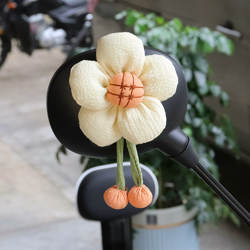 Ornament decorativ din stofă, cu floare, pentru cască și oglinzi