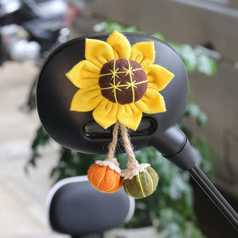 Ornament decorativ din stofă, cu floare, pentru cască și oglinzi