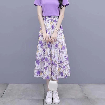 Set two-piece floral pentru femei — top și fustă, stil de vară, siluetă slim