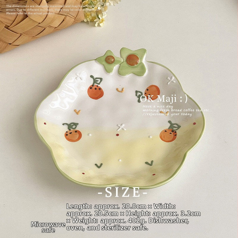 Vynikajúci malý keramický tanier na raňajky a dezert, priemer 20 cm, farba pod glazúrou, roztomilý dievčenský štýl