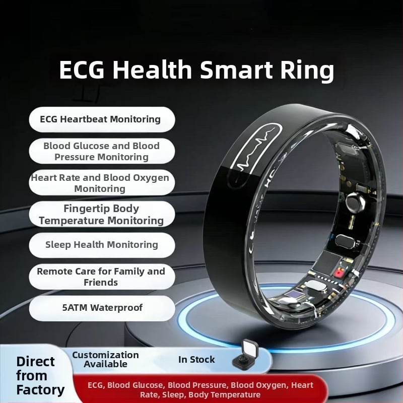 Inel inteligent 2026 cu ECG și monitorizare a sănătății: glicemie, tensiune arterială, ritm cardiac, saturație de oxigen și somn, îngrijire la distanță