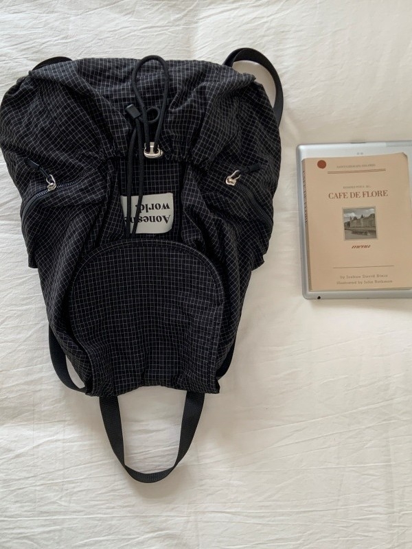 Rucsac dama cu imprimeu în carouri, stil casual, capacitate mare, ușor cu șnur