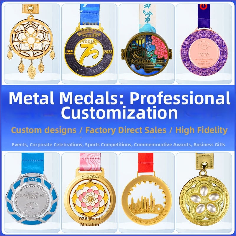Prilagođene metalne medalje za maraton, ples i dječje natjecanje – košarka i nogomet, medalje i trofeji