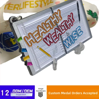 Ekološki prihvatljiva medalja za maraton s kreativnim izrezom i bojanim završetkom, metalna medalja s reljefnim tekstom