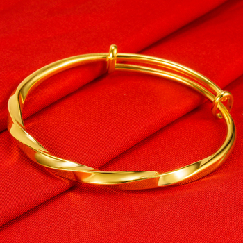 Brățară răsucită placată cu aur 24K, realizată manual, finisaj prin depunere în vid