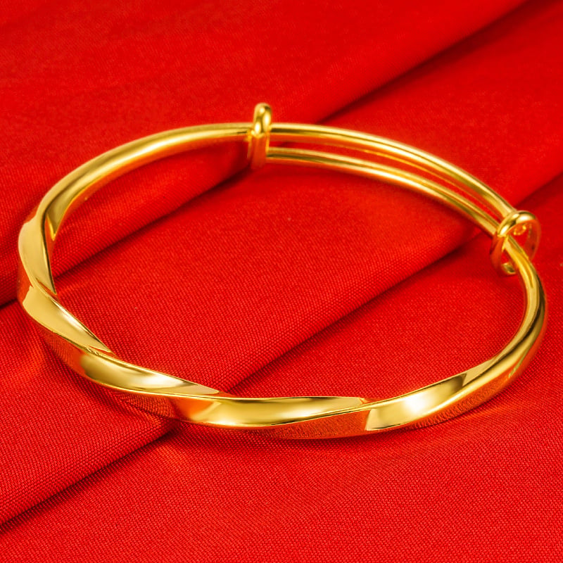 Brățară răsucită placată cu aur 24K, realizată manual, finisaj prin depunere în vid