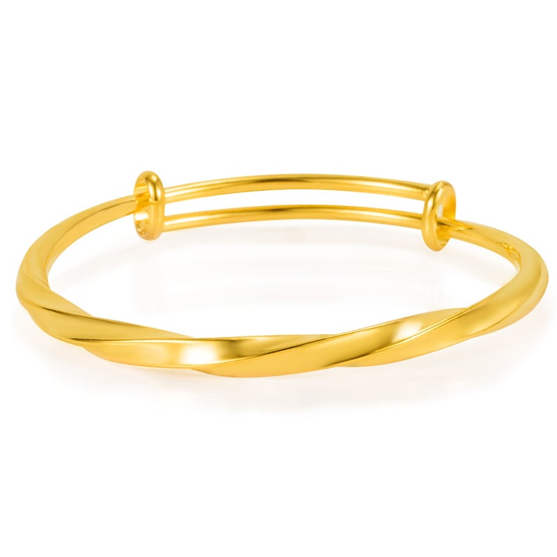 Brățară răsucită placată cu aur 24K, realizată manual, finisaj prin depunere în vid