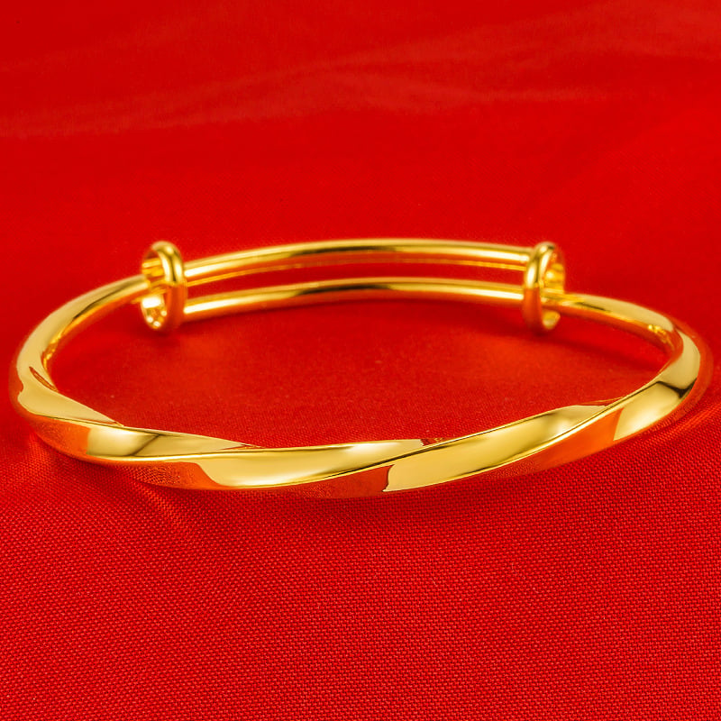 Brățară răsucită placată cu aur 24K, realizată manual, finisaj prin depunere în vid