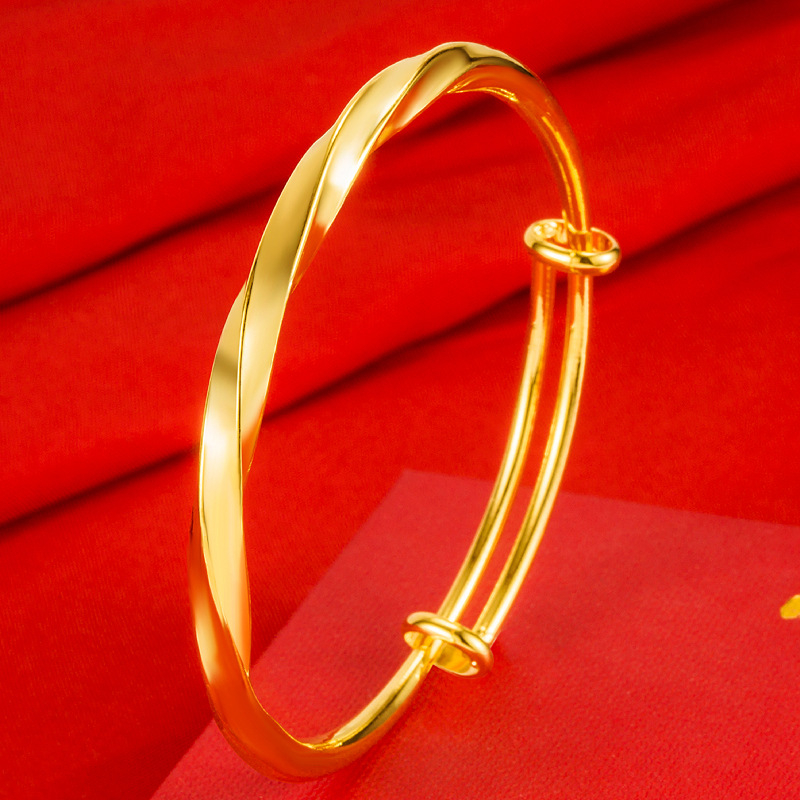 Brățară răsucită placată cu aur 24K, realizată manual, finisaj prin depunere în vid