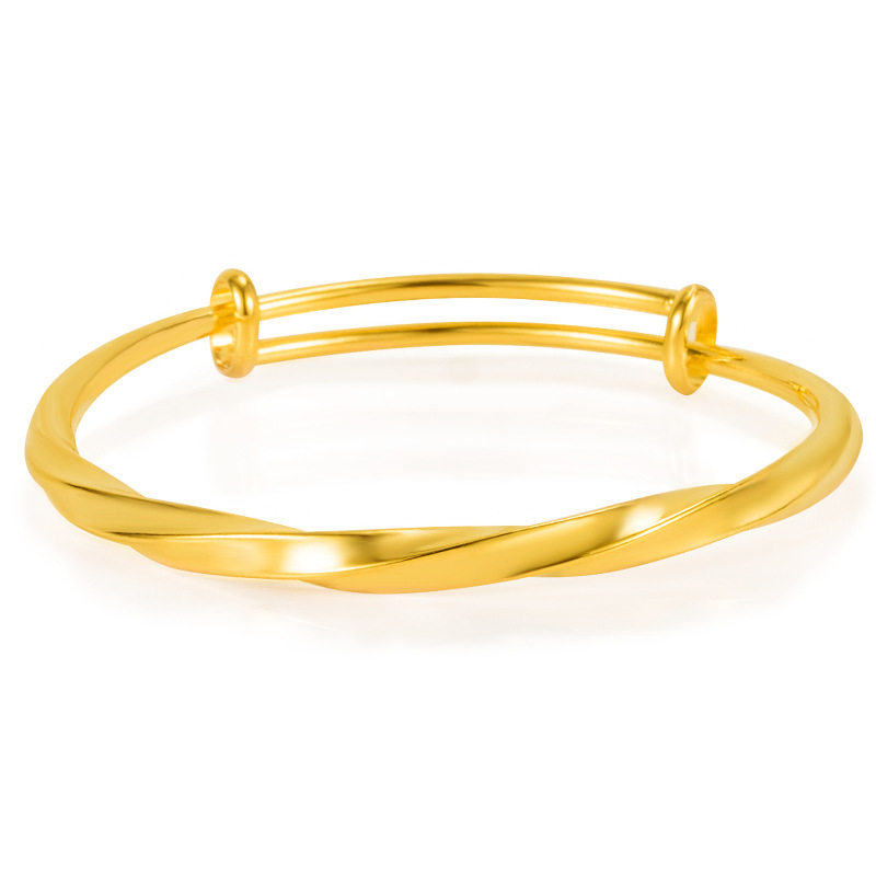 Brățară răsucită placată cu aur 24K, realizată manual, finisaj prin depunere în vid