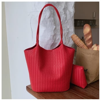 Geantă tote tricotată premium pentru femei, spațiu mare, utilizare zilnică, stil simplu și elegant, cu bretea dublă