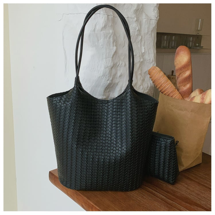 Geantă tote tricotată premium pentru femei, spațiu mare, utilizare zilnică, stil simplu și elegant, cu bretea dublă