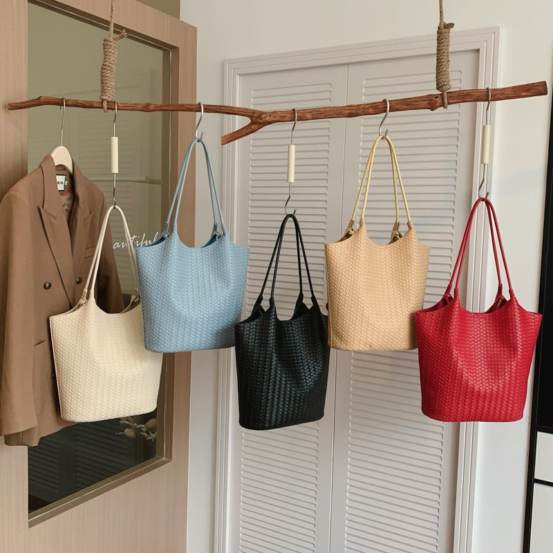 Geantă tote tricotată premium pentru femei, spațiu mare, utilizare zilnică, stil simplu și elegant, cu bretea dublă