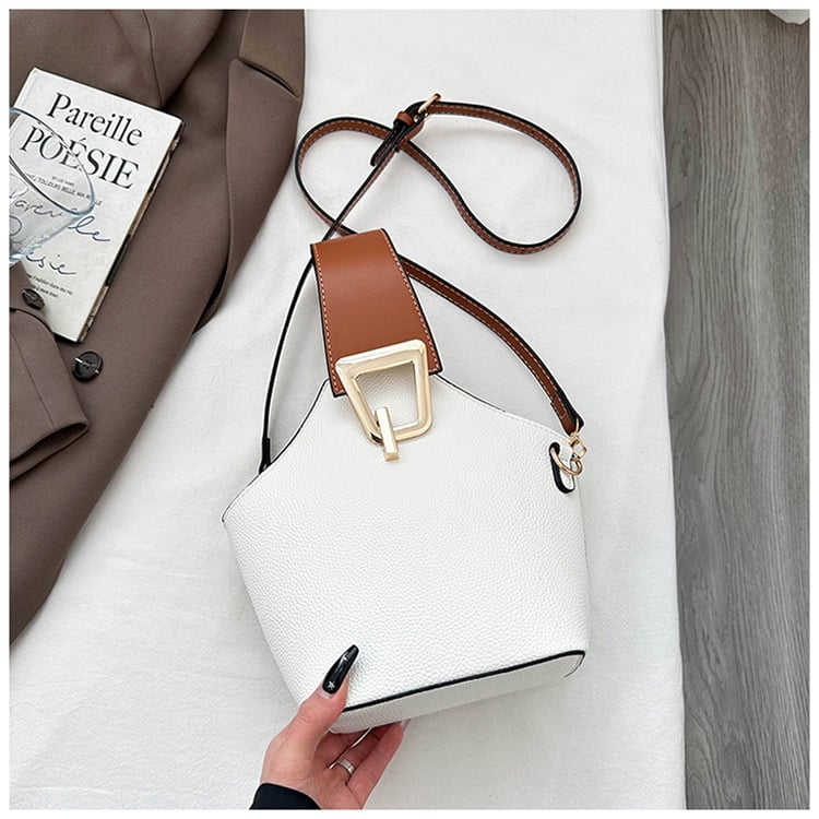 Geantă bucket color-block pentru femei, geantă de umăr/crossbody, versatilă pentru deplasări zilnice, design unic, geantă subraț
