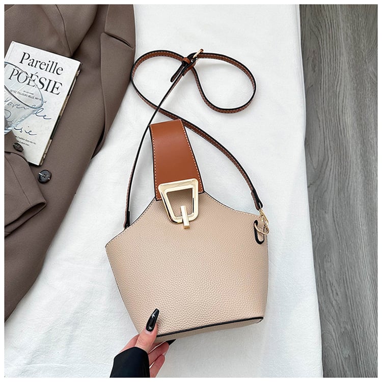 Geantă bucket color-block pentru femei, geantă de umăr/crossbody, versatilă pentru deplasări zilnice, design unic, geantă subraț
