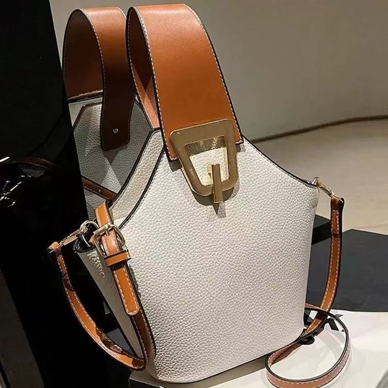 Geantă bucket color-block pentru femei, geantă de umăr/crossbody, versatilă pentru deplasări zilnice, design unic, geantă subraț
