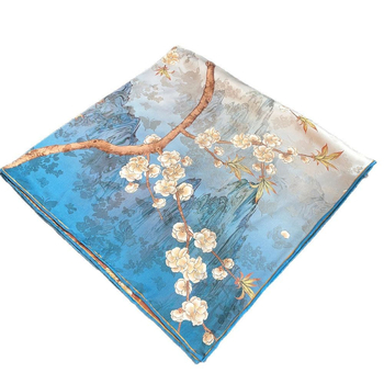 Női pásztor-stílusú virágos selyemsál, 88×88 cm, 100% selyem, sokoldalú divatkiegészítő.