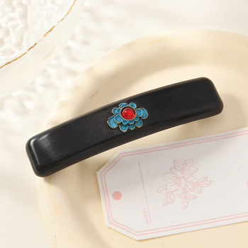 Clips de păr din lemn de santal cu mecanism cu arc, clip de păr din lemn pentru femei, accesoriu de păr în stil chinezesc Cheongsam