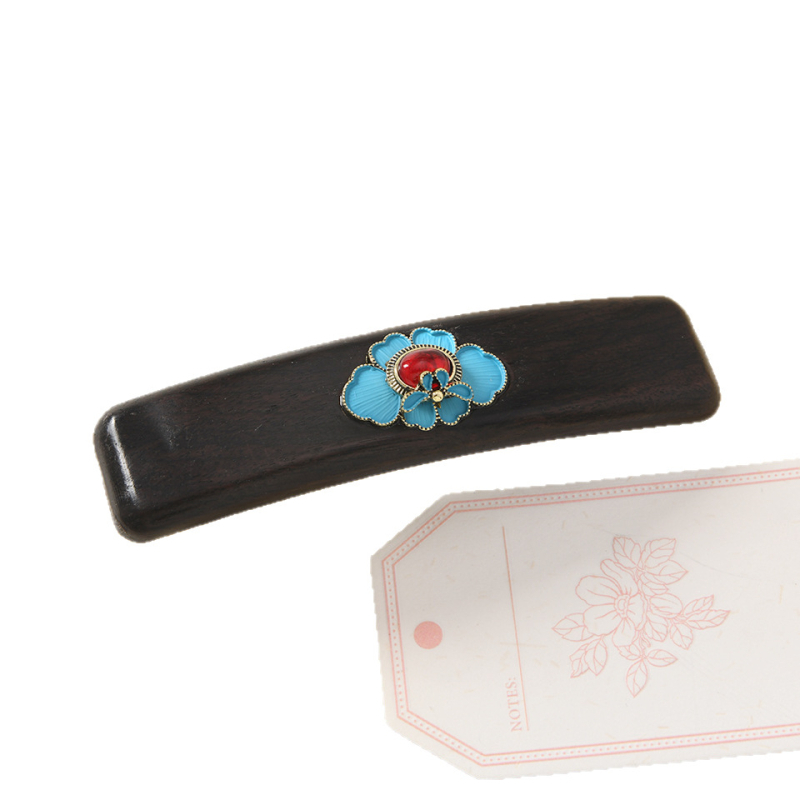 Clips de păr din lemn de santal cu mecanism cu arc, clip de păr din lemn pentru femei, accesoriu de păr în stil chinezesc Cheongsam