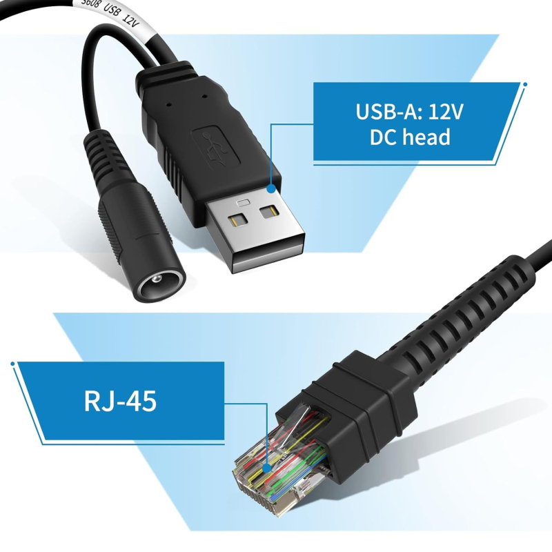 Cablu USB la RJ45 pentru Zebra LI3608 DS3678, 12V