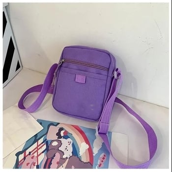 Geantă de umăr din pânză, mini pătrat, culoare solidă, buzunar pentru telefon, stil coreean, purtare zilnică