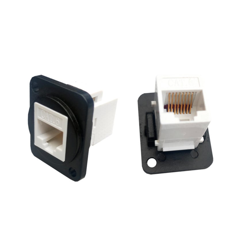 Modul D RJ45 CAT6 cu mufă ecranată pentru cablu de rețea și conector de date inline cu două capete