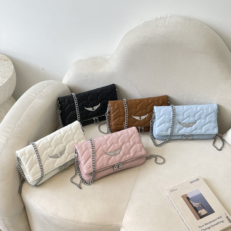 Geantă crossbody clasică franceză, mică în formă pătrată cu stil de tip envelope, modă european-americană, închidere cu fermoar, PU piele, buzunar intern pentru telefon, curea unică