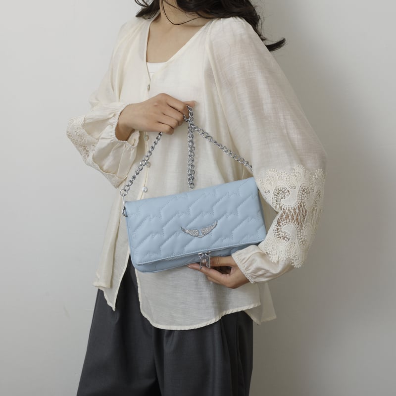 Geantă crossbody clasică franceză, mică în formă pătrată cu stil de tip envelope, modă european-americană, închidere cu fermoar, PU piele, buzunar intern pentru telefon, curea unică
