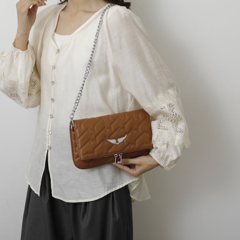 Geantă crossbody clasică franceză, mică în formă pătrată cu stil de tip envelope, modă european-americană, închidere cu fermoar, PU piele, buzunar intern pentru telefon, curea unică