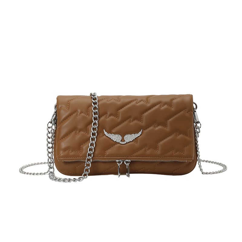 Geantă crossbody clasică franceză, mică în formă pătrată cu stil de tip envelope, modă european-americană, închidere cu fermoar, PU piele, buzunar intern pentru telefon, curea unică