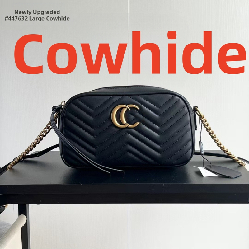 Dámska fototaška v štýle Marmont z pravej kože, crossbody