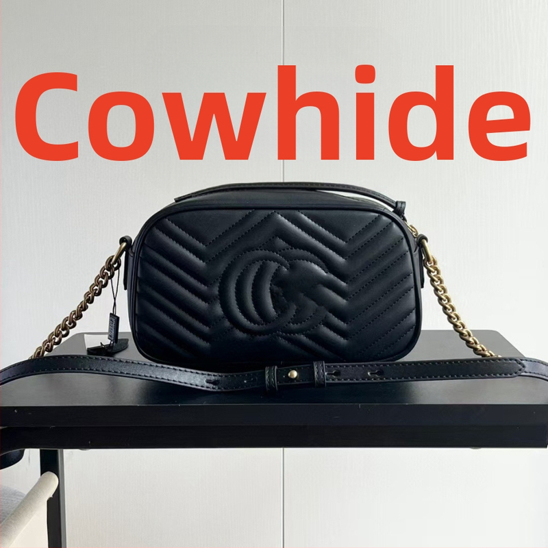 Dámska fototaška v štýle Marmont z pravej kože, crossbody