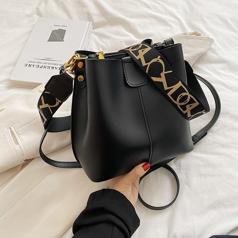 Geantă de damă tip bucket din PU, stil retro, spațioasă, texturată, pentru purtare peste umăr sau crossbody