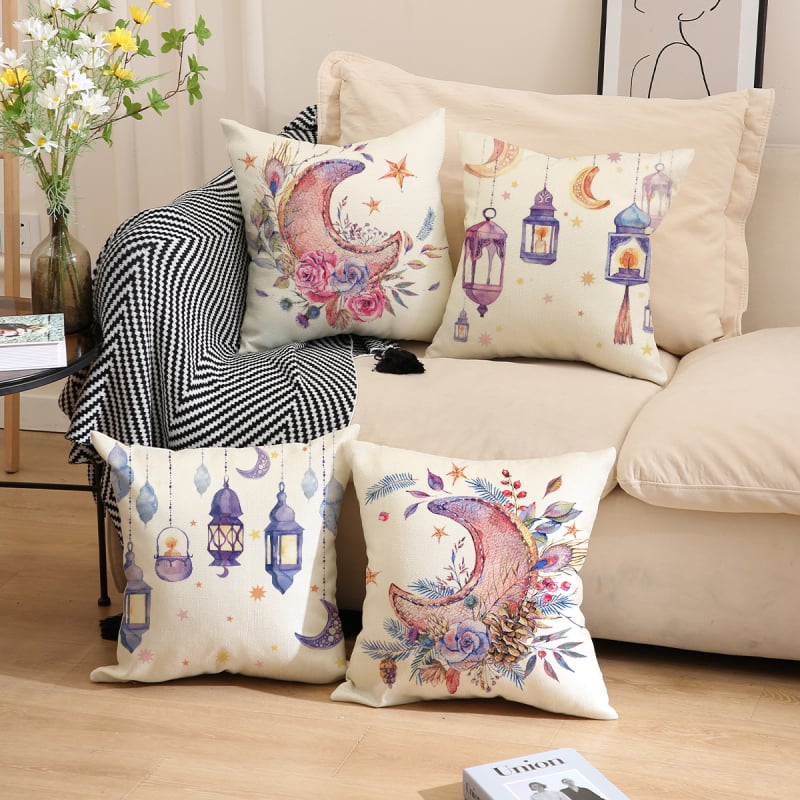Husă de pernă cu model Lună – imprimare, decor modern pentru locuință