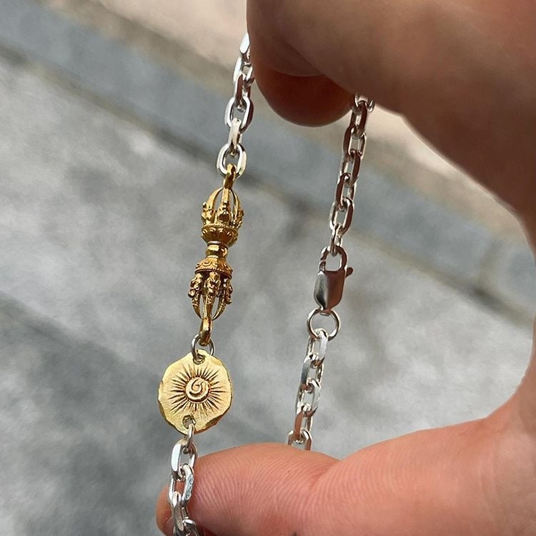 Brățară tibetană în stil etnic, ton auriu și bară, bijuterie minimalistă retro de lux pentru femei